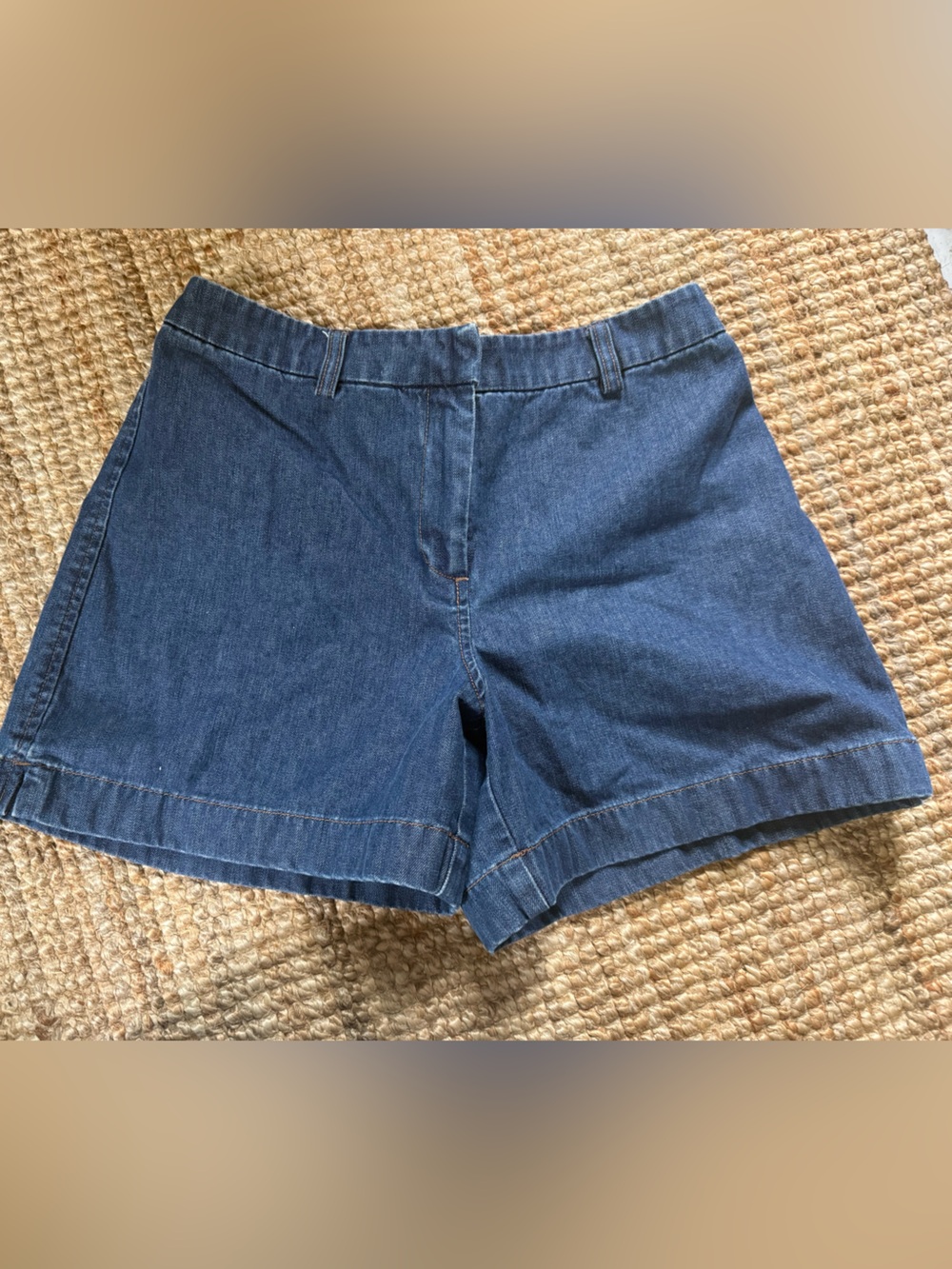Ann Taylor High-Waist Denim-Look Shorts in Dark Blue